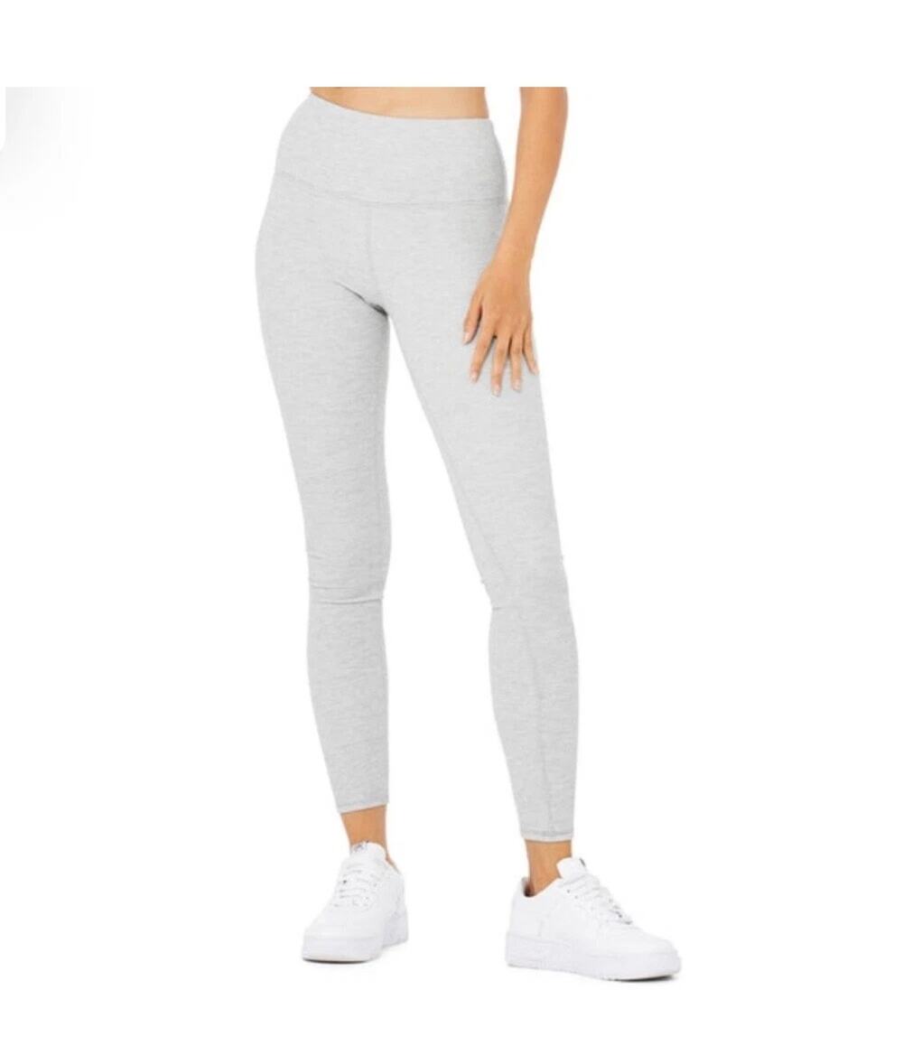 Alo Yoga Micro Waffle High Waist Low Key Gray Gym Athletic Leggings Size Small